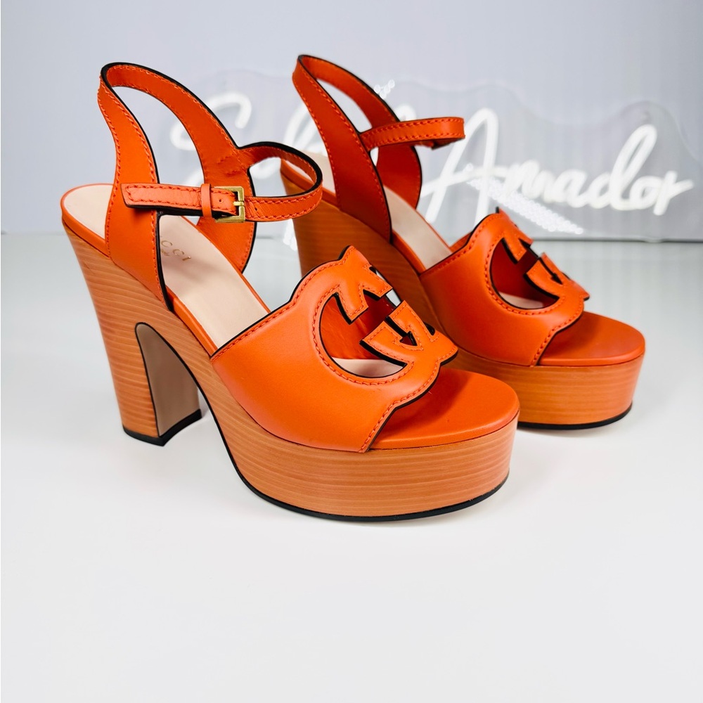 Gucci Orange Platform Sandals